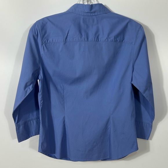 Women’s Eddie Bauer Cotton Blend Blue Button Down Shirt 3/4 Sleeves Size S - Picture 2 of 6